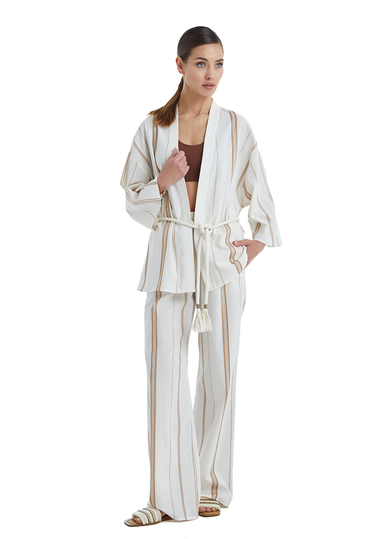 Kadın Kimono 60402 - Bej - 4