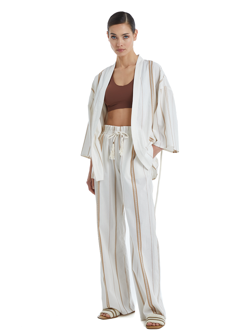 Kadın Kimono 60402 - Bej - 3