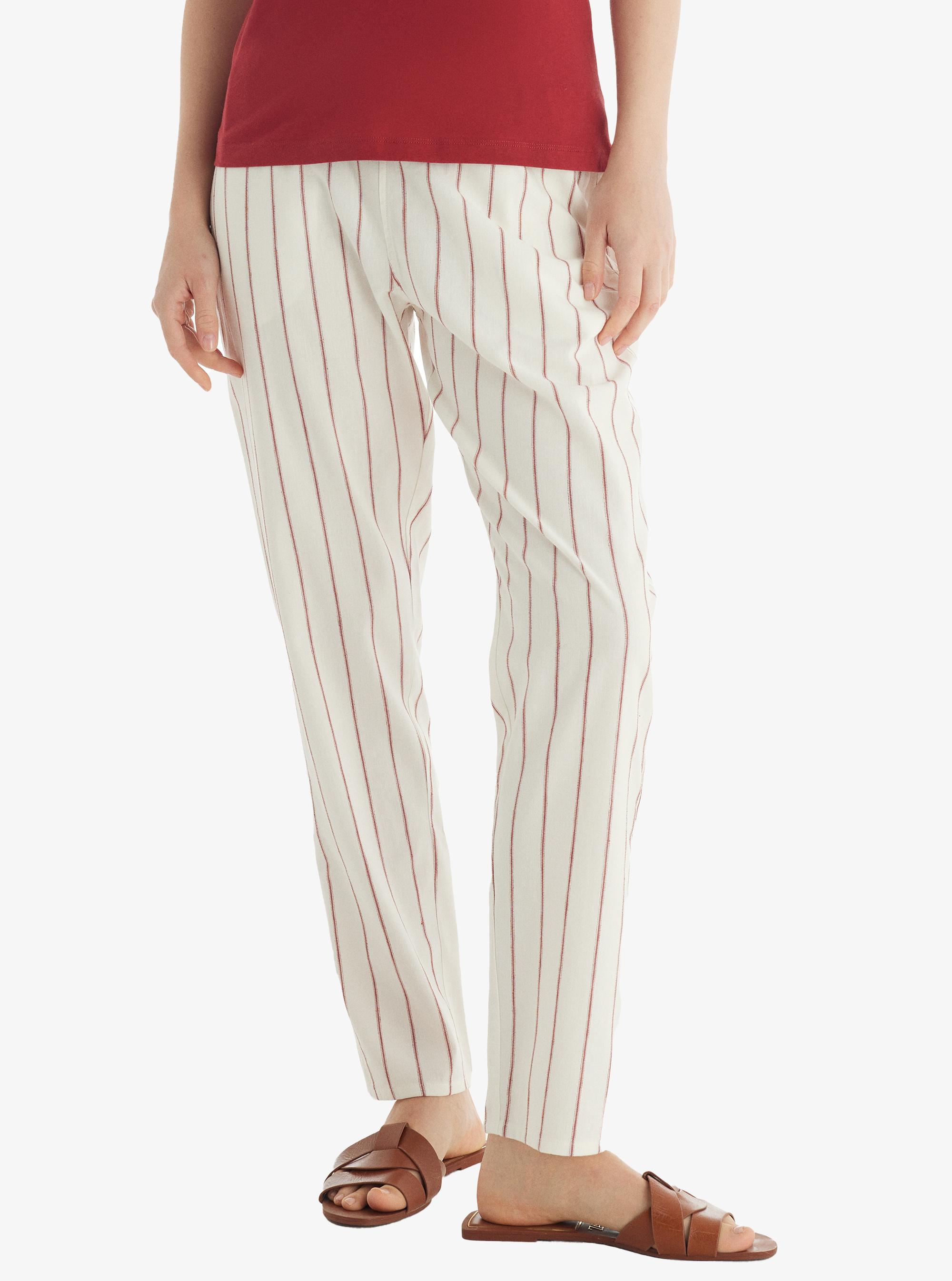 Kadın Pantolon 60560 - Bordo Çizgili - Blackspade