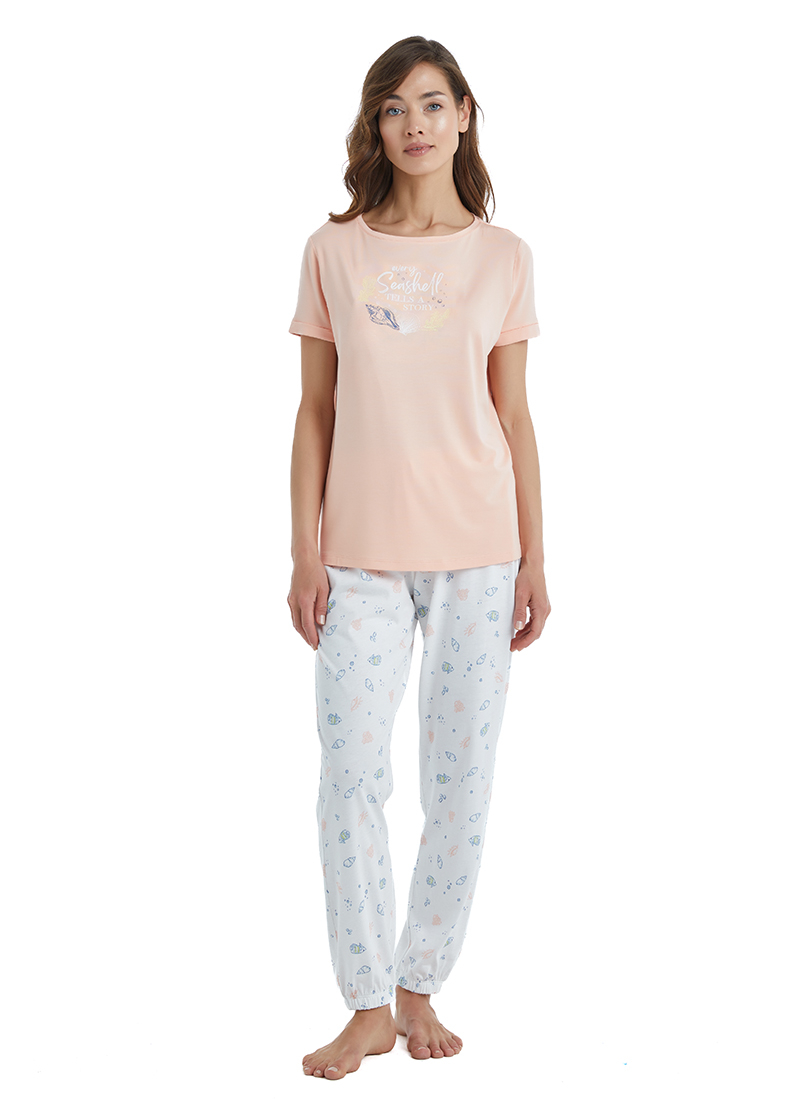 Kadın Pijama Takımı 51343 - Somon - 1