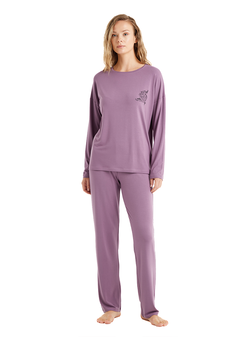 Kadın Pijama Takımı 51615 - Mürdüm - 2