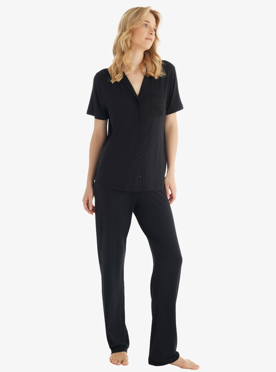 Kadın Pijama Takımı 51803 - Siyah - Blackspade