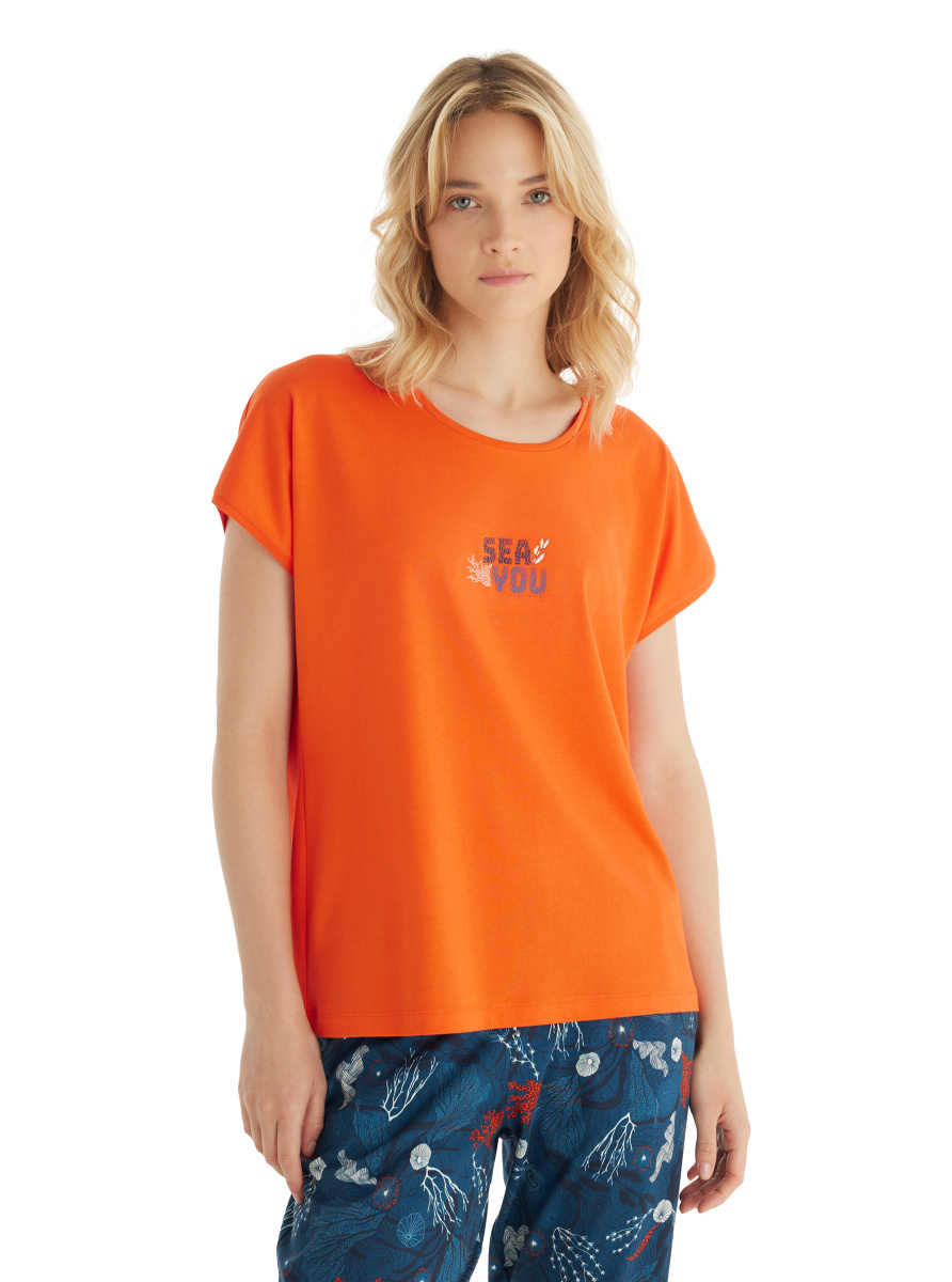 Kadın Pijama Takımı 51849 - Turuncu - 3