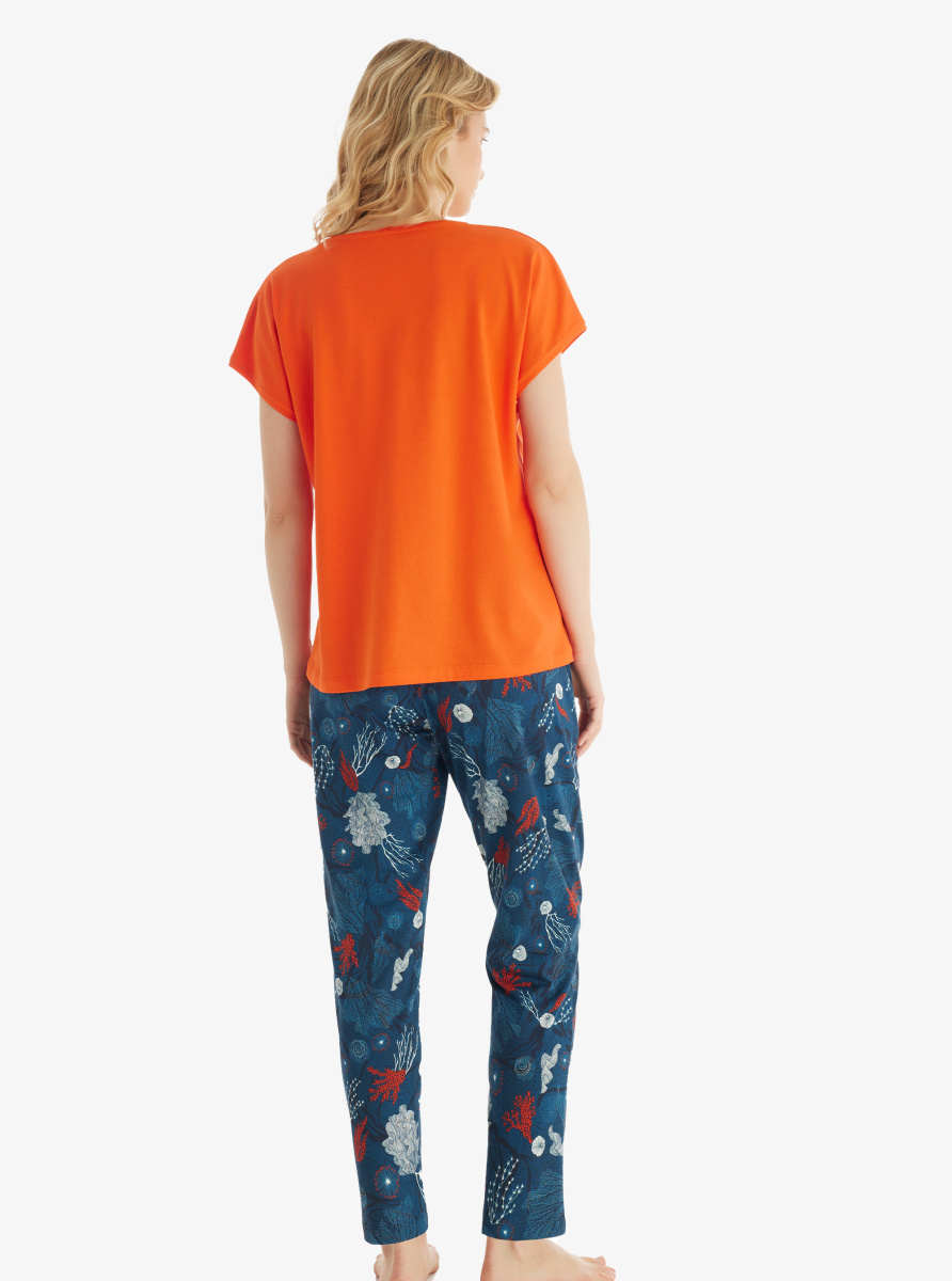 Kadın Pijama Takımı 51849 - Turuncu - 2