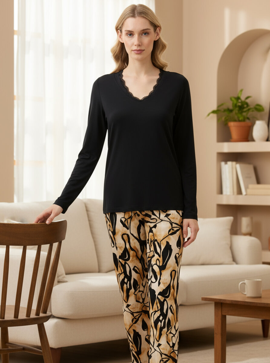 Kadın Pijama Takımı 51927 - Siyah - 1