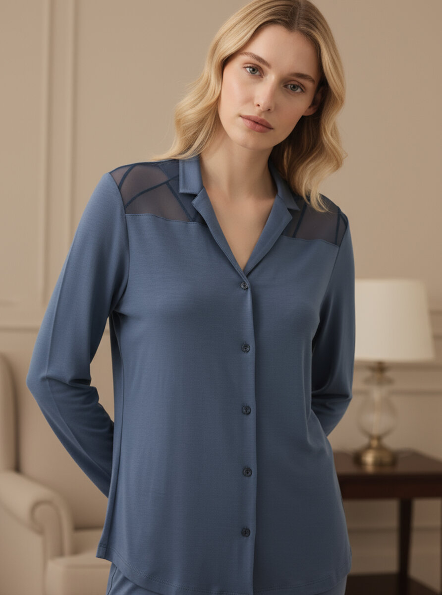 Kadın Pijama Takımı 51932 - Mavi - 1