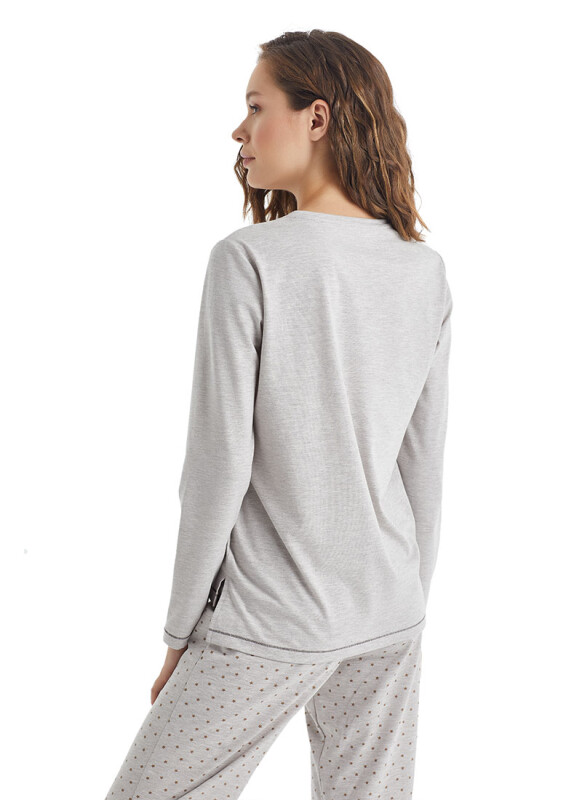Kadın Pijama Takımı 60341 - Bej Melanj - 6