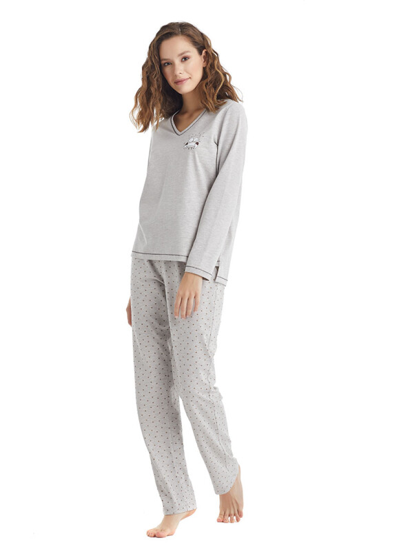 Kadın Pijama Takımı 60341 - Bej Melanj - 4