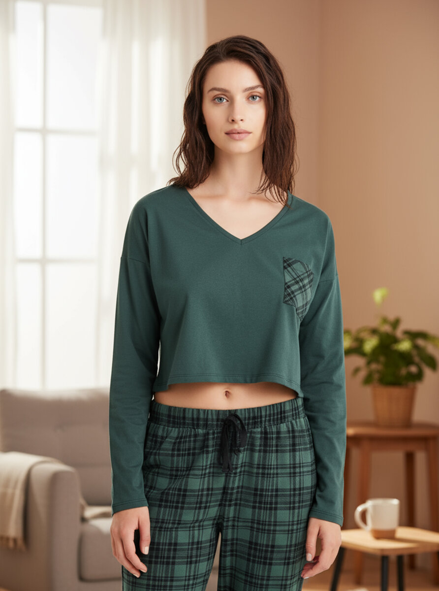 Kadın Pijama Takımı 60476 - Yeşil - 1