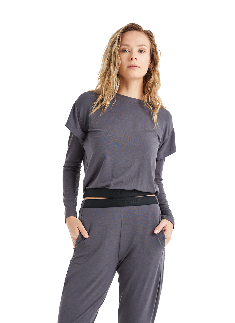 Kadın Pijama Üstü 51641 - Antrasit - Blackspade