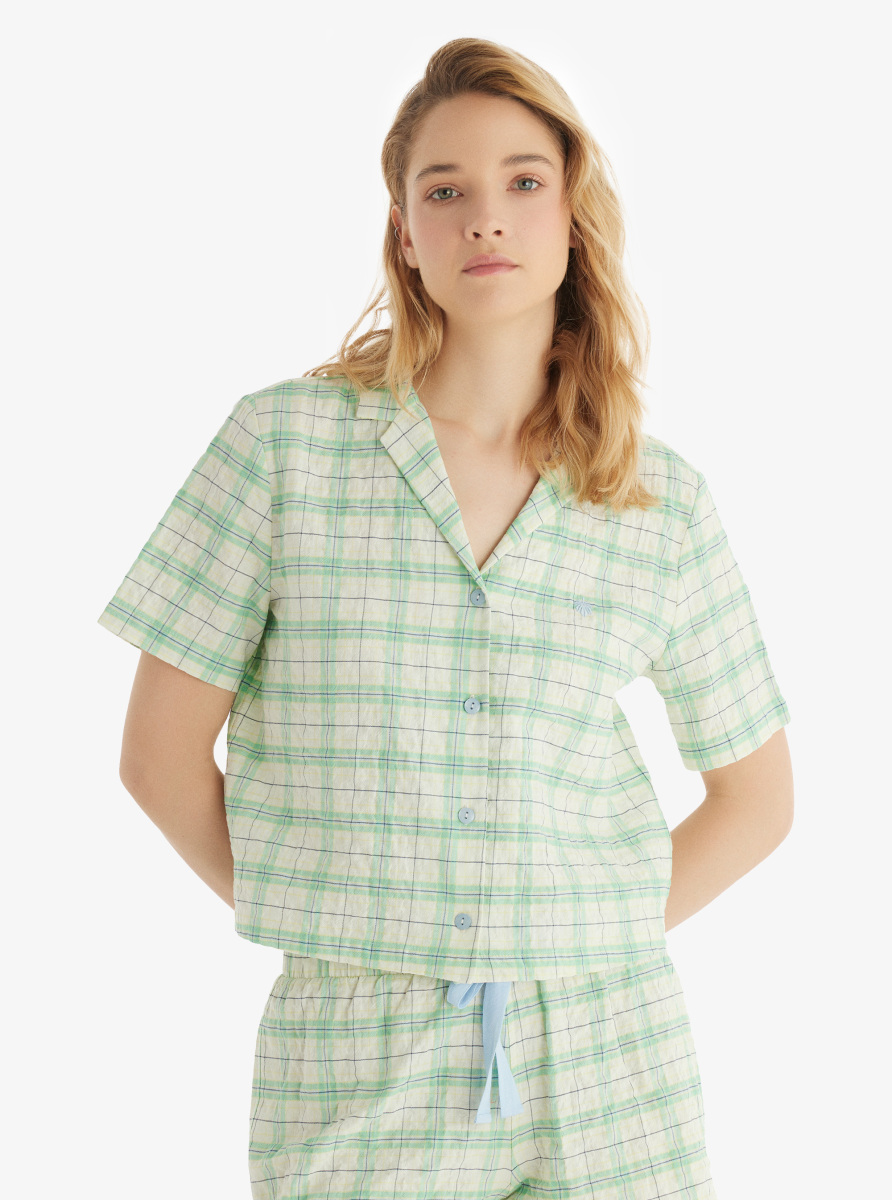 Kadın Pijama Üstü 60544 - Kare Desenli - Blackspade