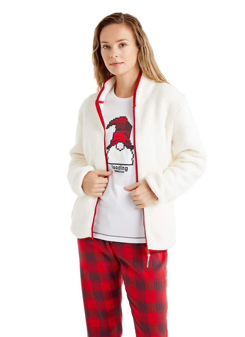 Kadın Polar Sweatshirt 51624 - Krem - 1