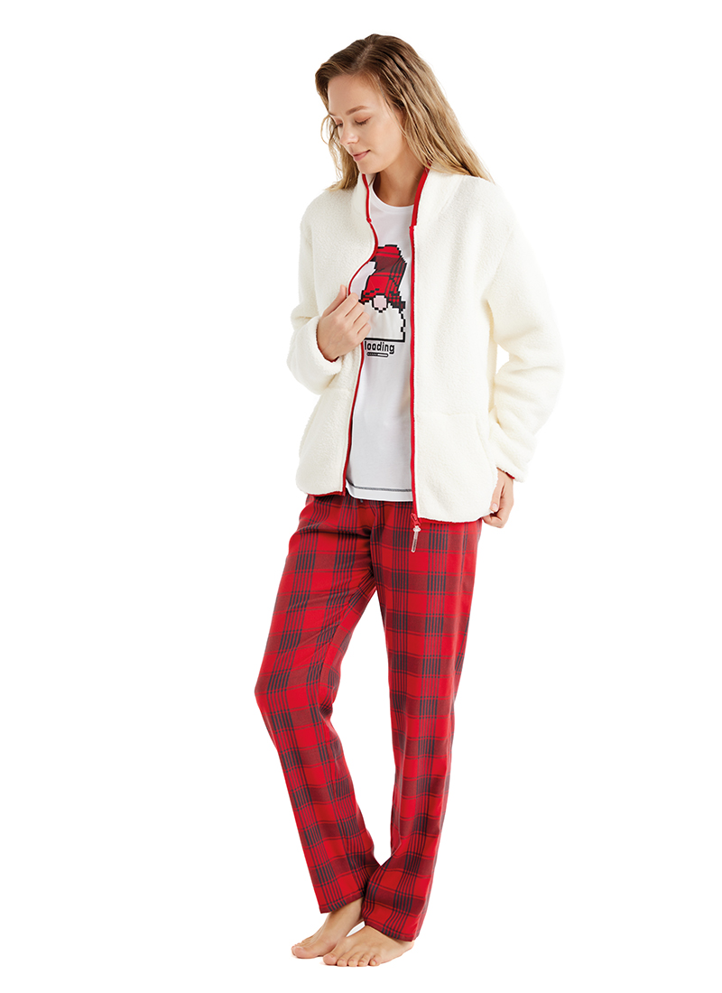 Kadın Polar Sweatshirt 51624 - Krem - 3