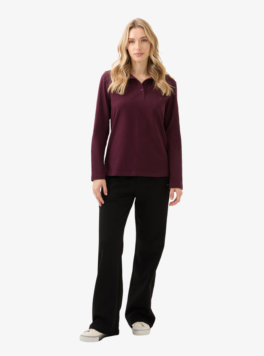 Kadın Polo Yaka T-Shirt 60582 - Bordo - 4