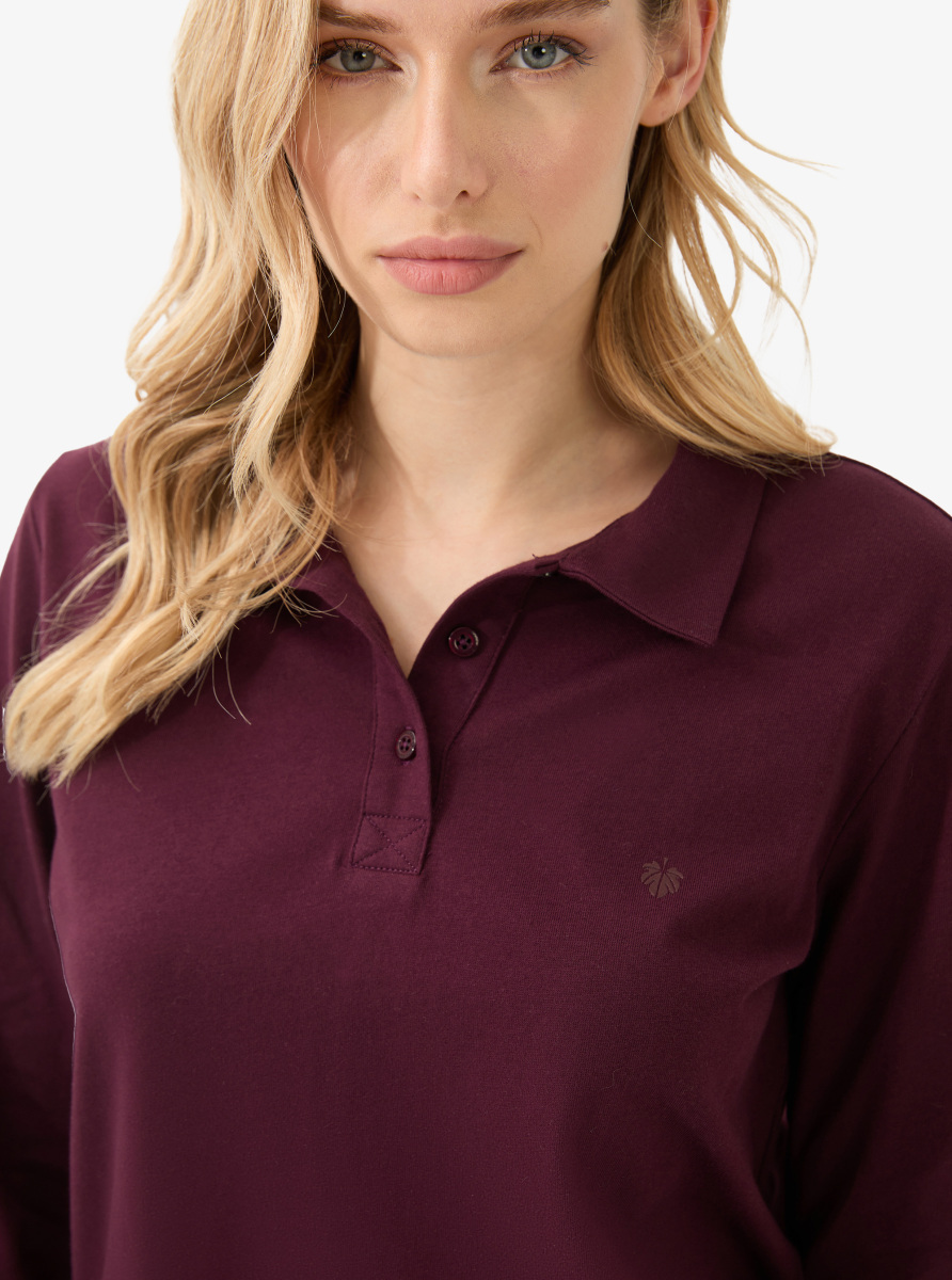 Kadın Polo Yaka T-Shirt 60582 - Bordo - Blackspade