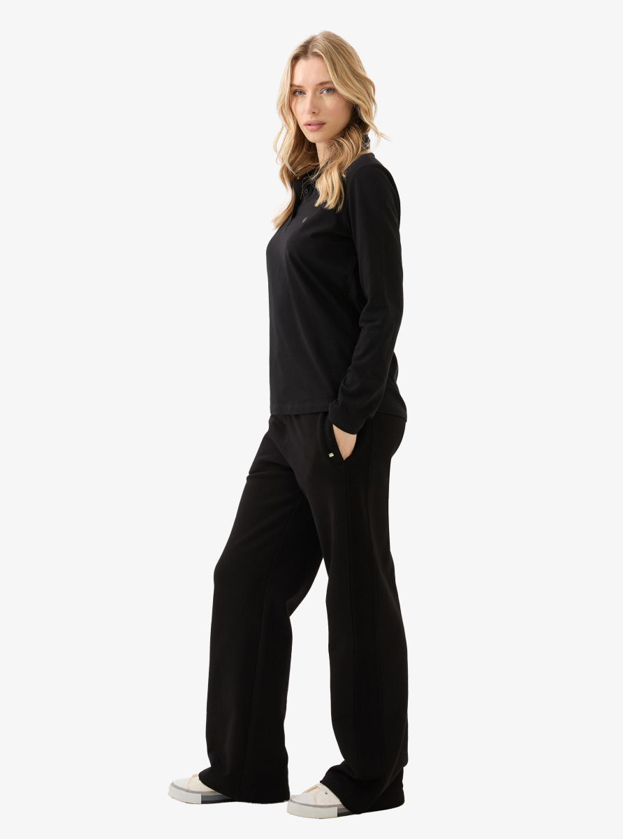 Kadın Polo Yaka T-Shirt 60582 - Siyah - 5