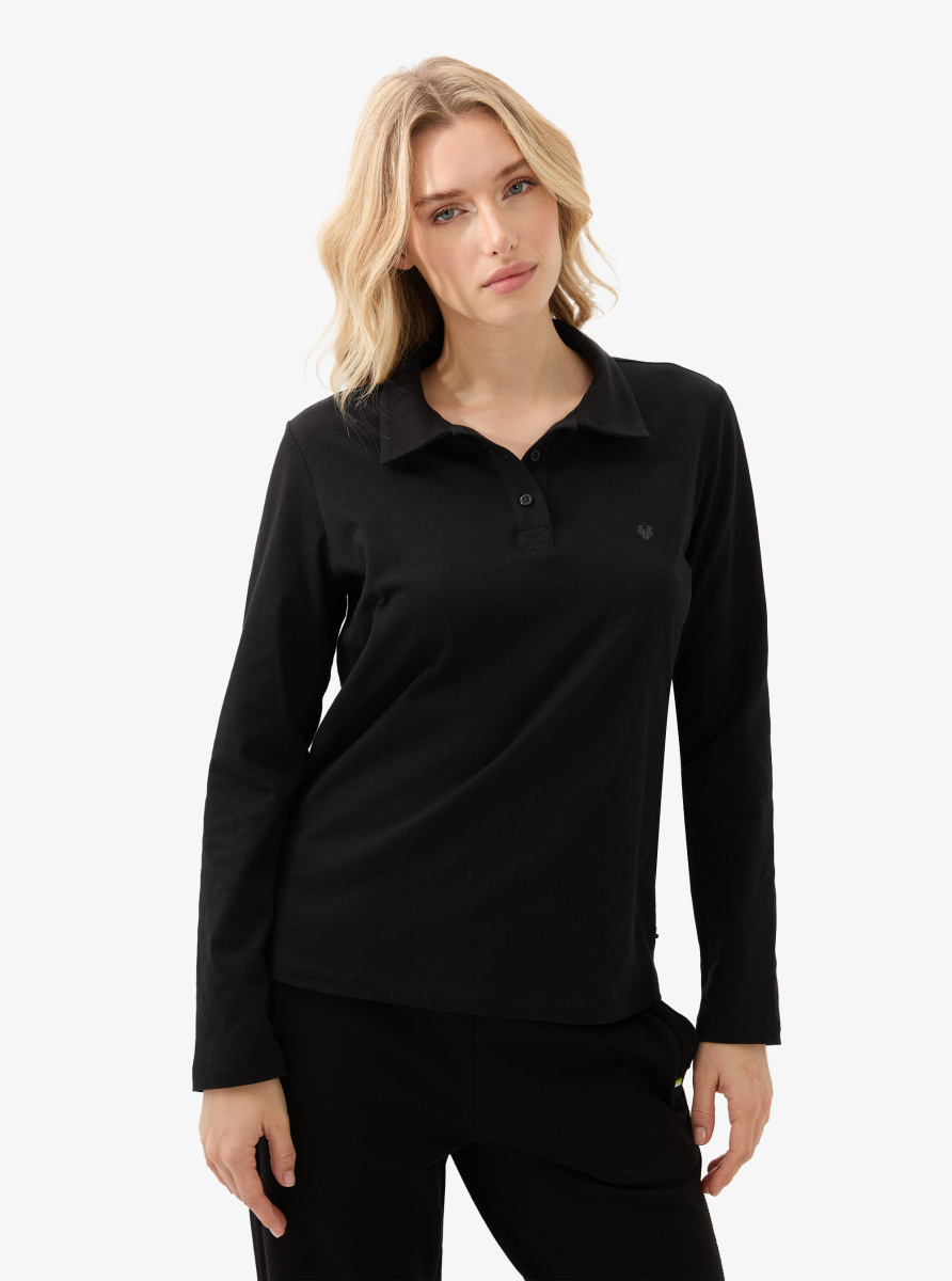 Kadın Polo Yaka T-Shirt 60582 - Siyah - 2