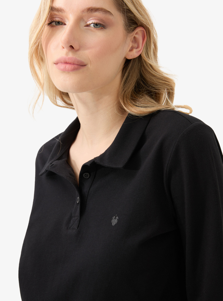 Kadın Polo Yaka T-Shirt 60582 - Siyah - 1