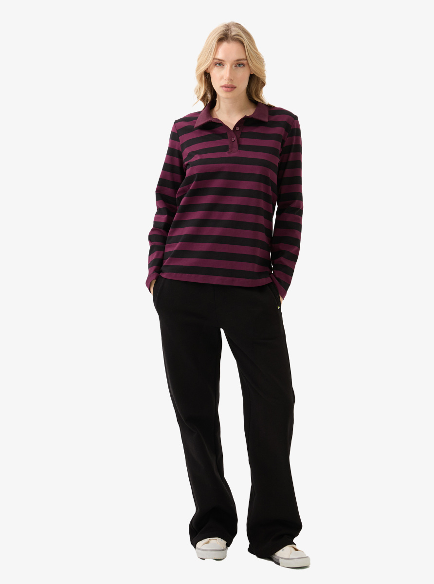 Kadın Polo Yaka T-Shirt 60583 - Siyah - 4