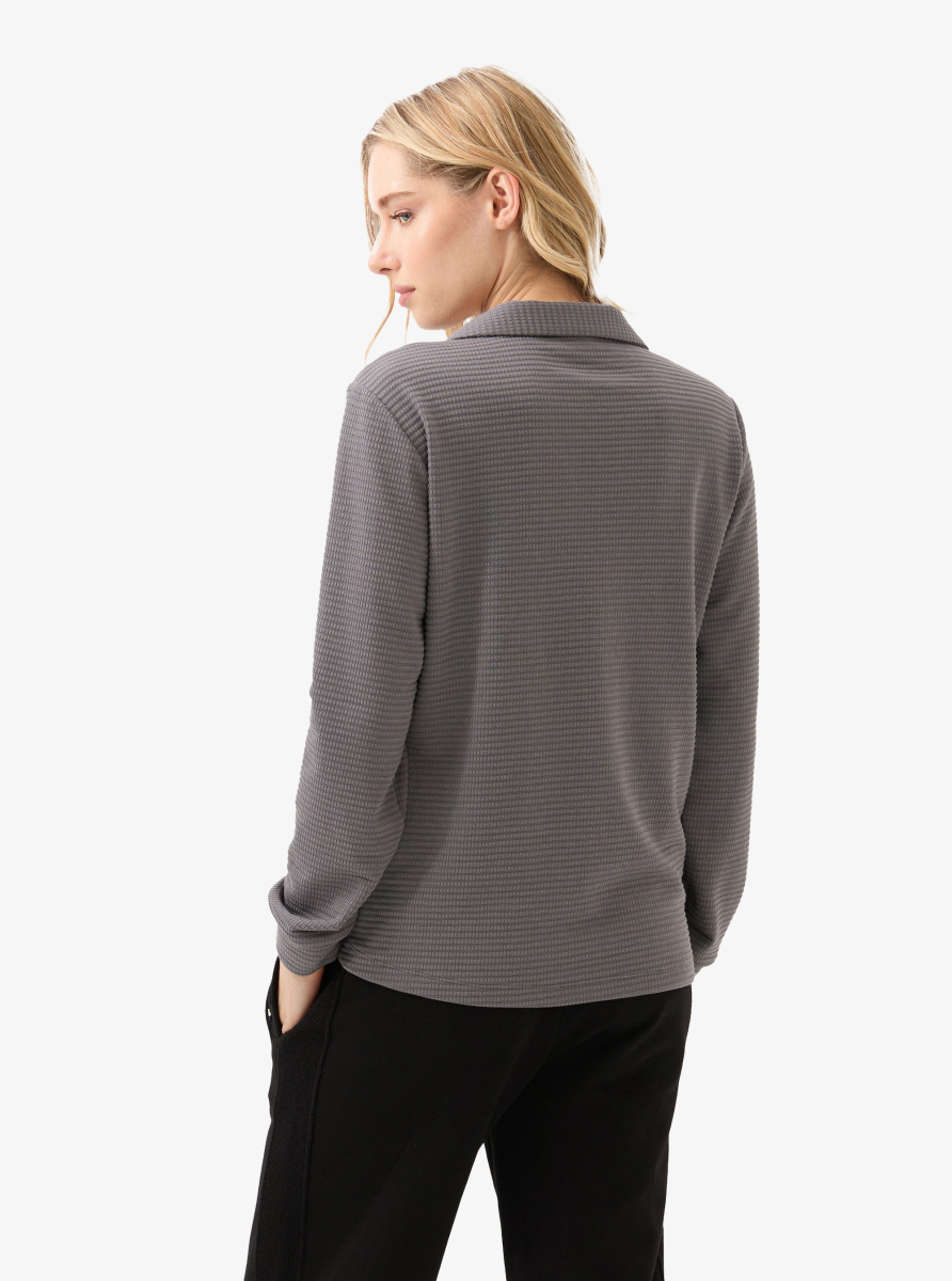 Kadın Polo Yaka T-Shirt 60598 - Antrasit - Blackspade (1)