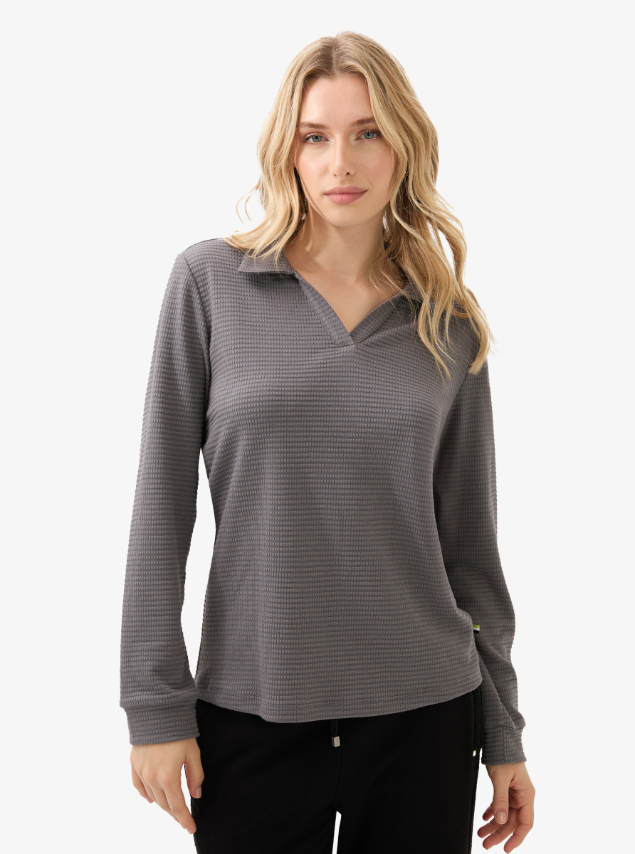 Kadın Polo Yaka T-Shirt 60598 - Antrasit - Blackspade