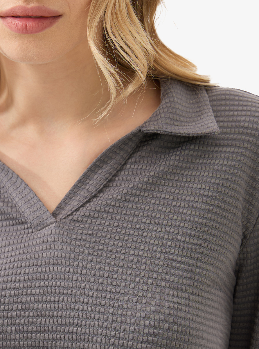 Kadın Polo Yaka T-Shirt 60598 - Antrasit - 4