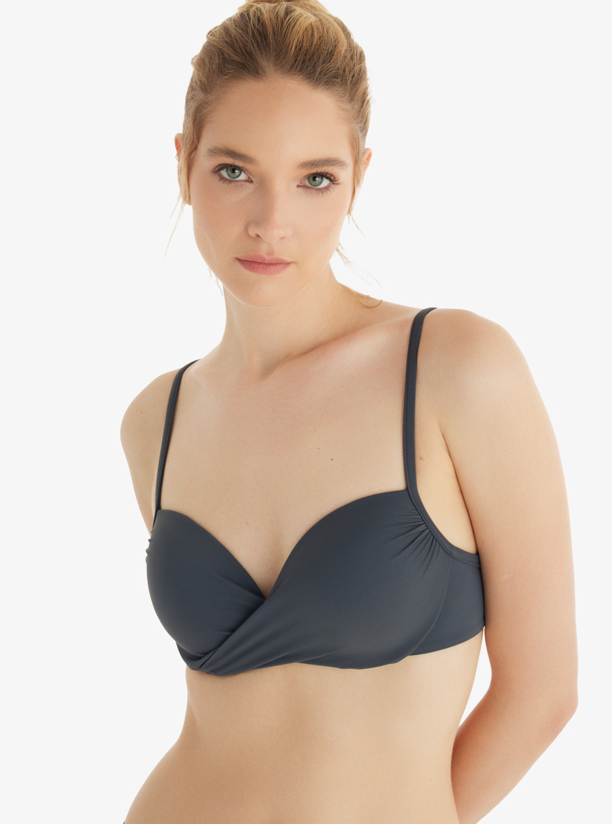 Kadın Push-up Bikini Üstü 10727 - Antrasit - 3