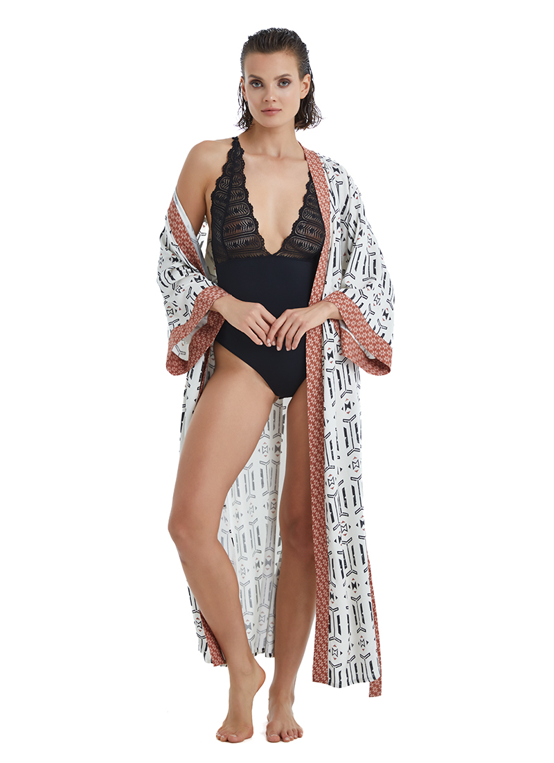 Kadın Sabahlık 51382 - Baskılı - Blackspade