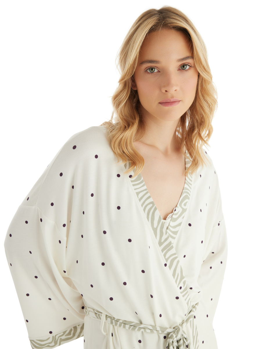 Kadın Sabahlık 51855 - Puantiye Baskılı - 3