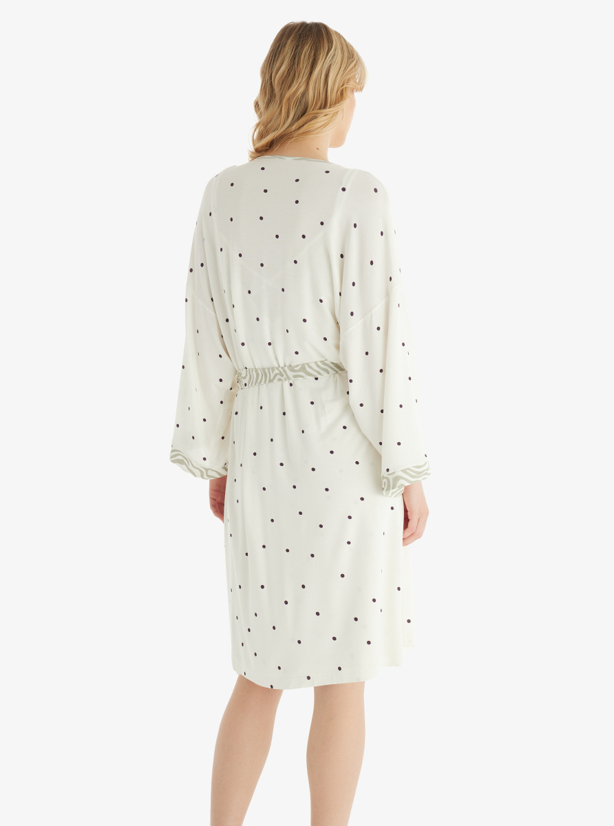 Kadın Sabahlık 51855 - Puantiye Baskılı - Blackspade (1)