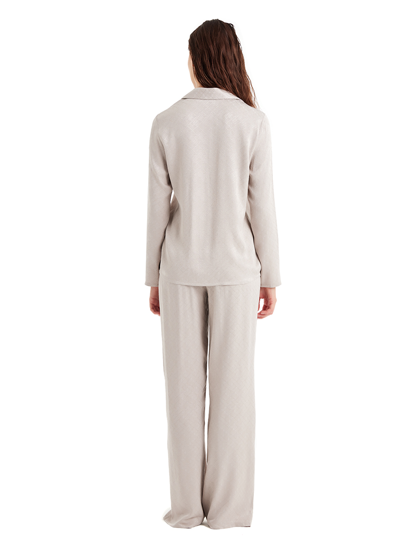 Kadın Saten Pijama Takımı 60488 - Krem - 5
