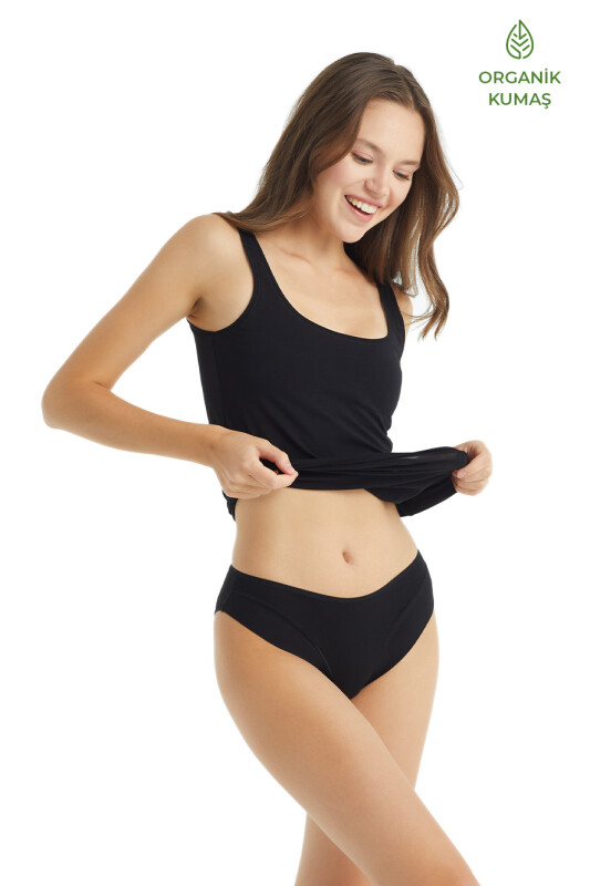 Kadın Organik Pamuk Slip Külot 1661 - Siyah - 4