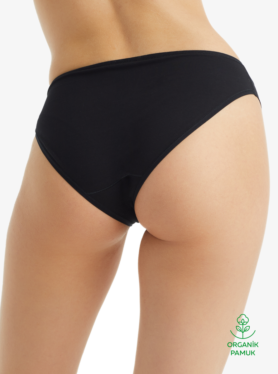 Kadın Organik Pamuk Slip Külot 1661 - Siyah - 3