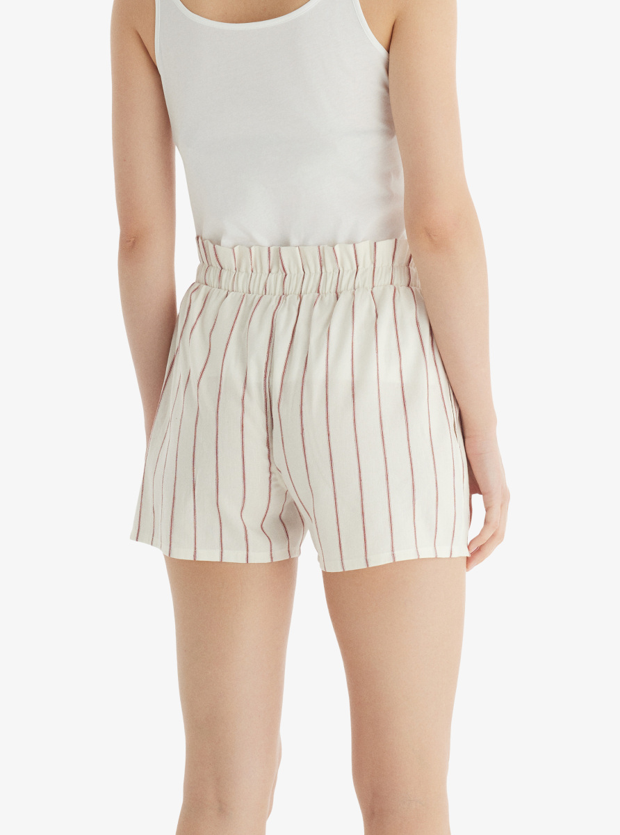 Kadın Şort 60559 - Bordo Çizgili - 3