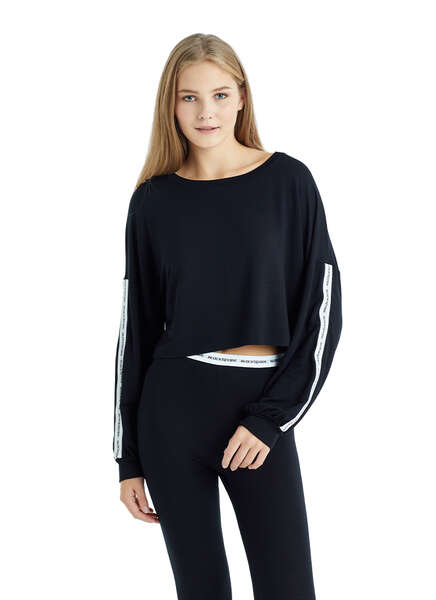 Kadın Sweatshirt 50847 - Siyah - 4