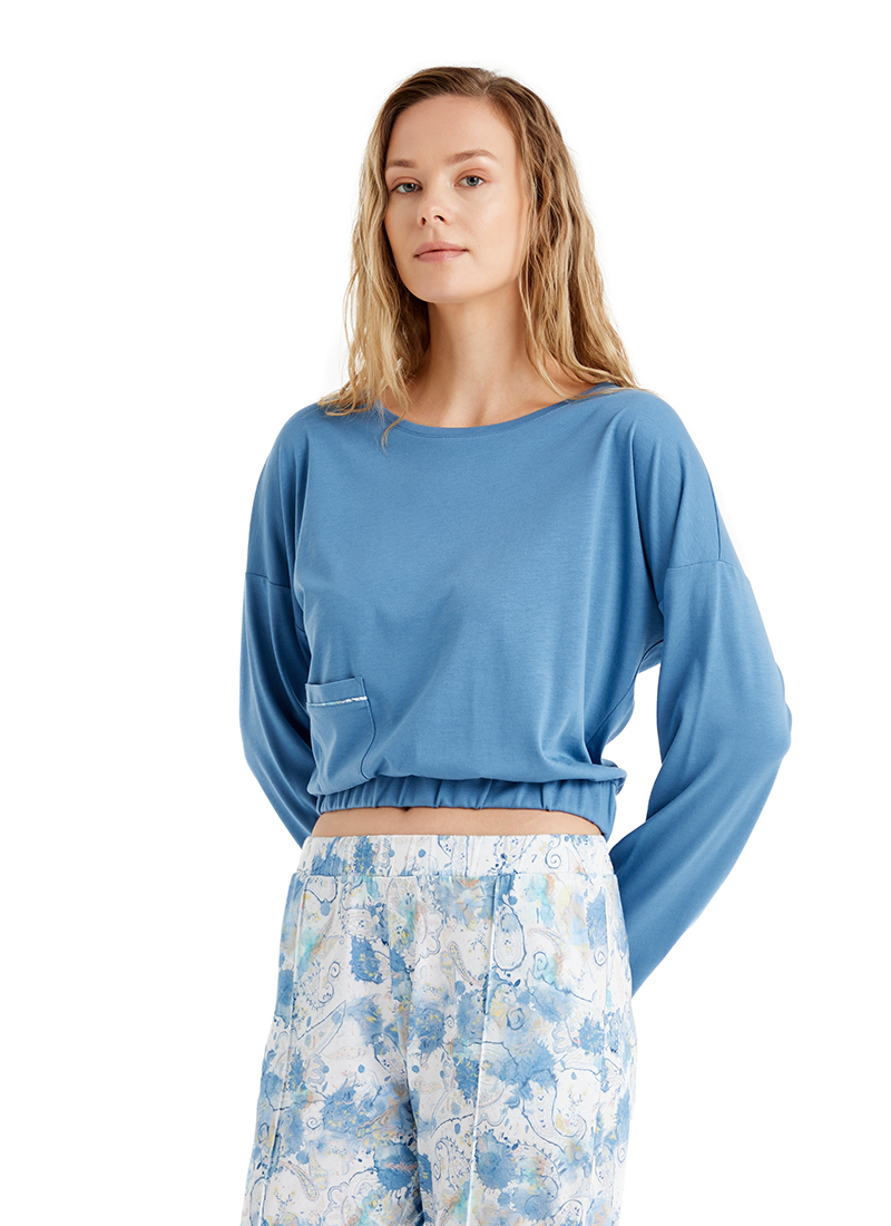 Kadın Sweatshirt 51629 - Mavi - Blackspade