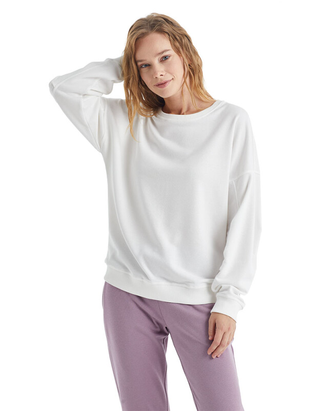 Kadın Sweatshirt 60307 - Beyaz - 3