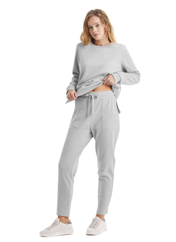 Kadın Sweatshirt 60320 - Gri Melanj - 3