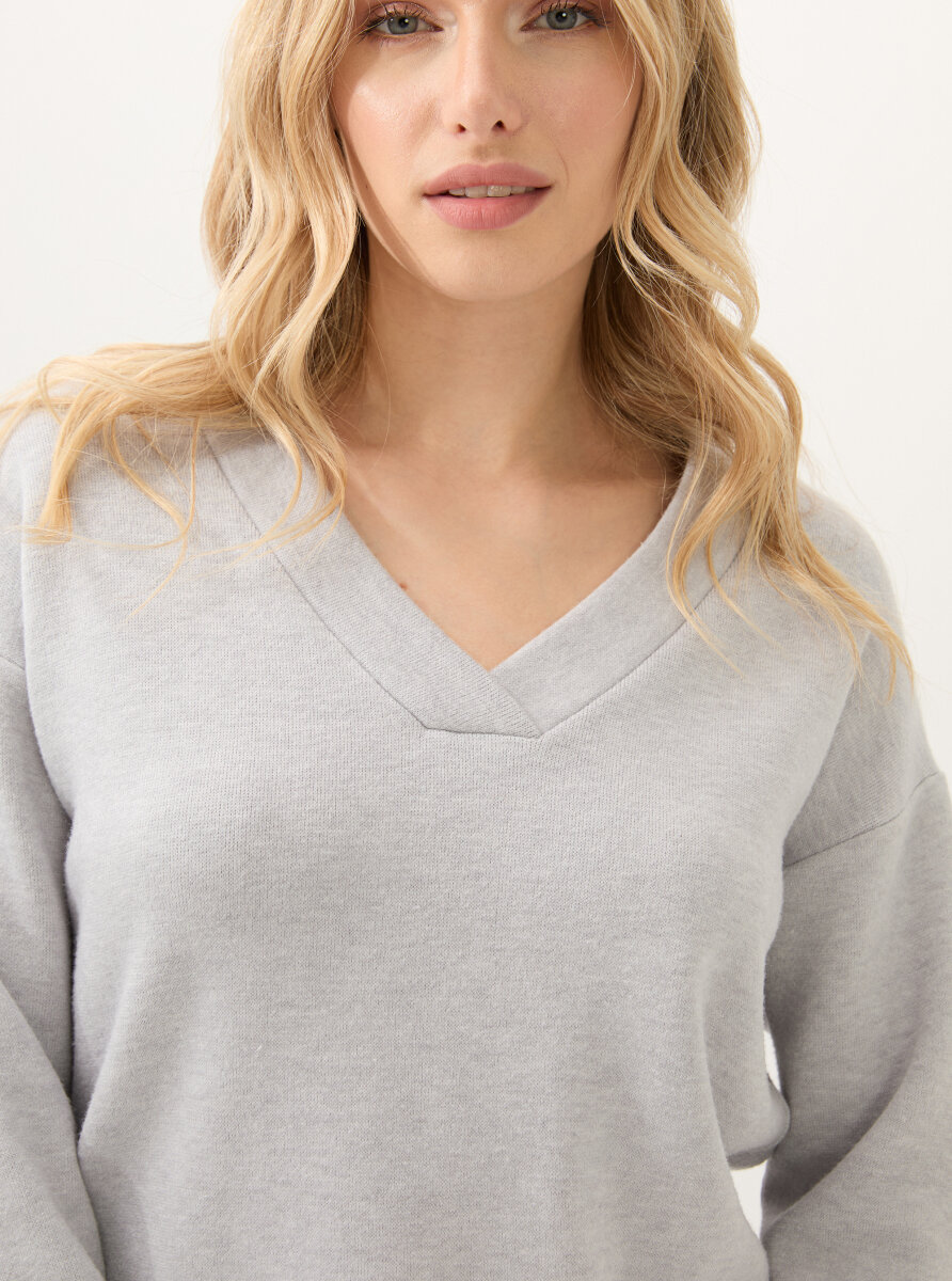 Kadın Sweatshirt 60595 - Gri Melanj - 4