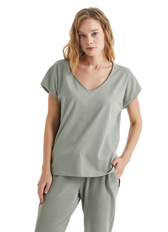 Kadın T-Shirt 60317 - Yeşil - 4