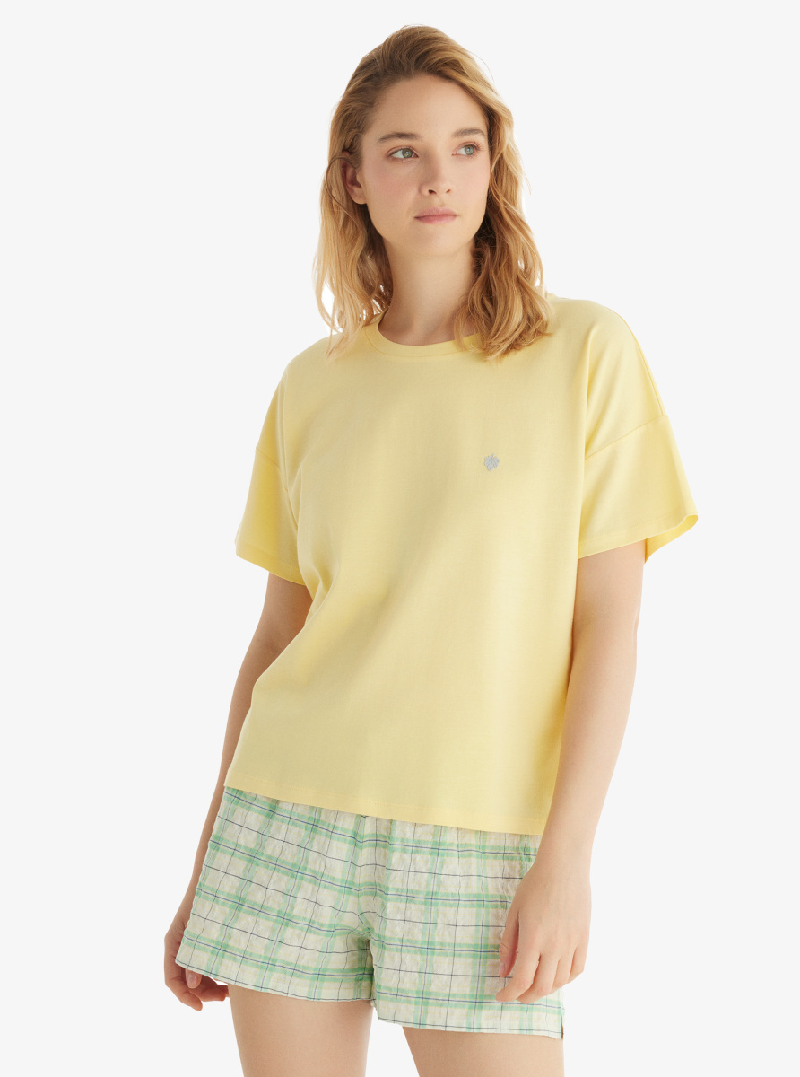 Kadın T-Shirt 60547 - Açık Sarı - Blackspade