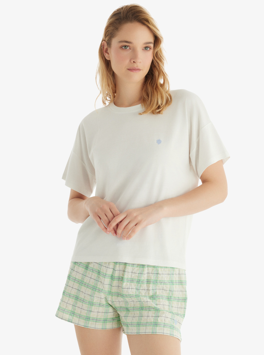 Kadın T-Shirt 60547 - Krem - Blackspade