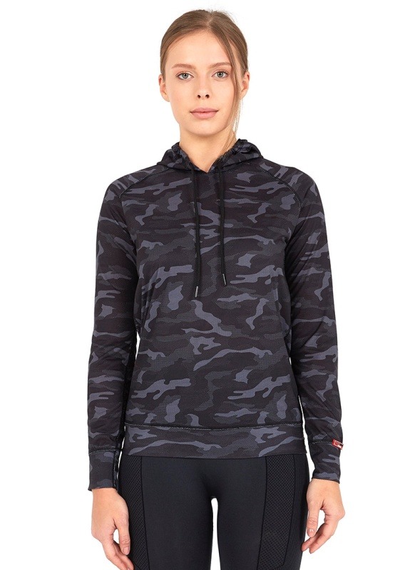 Kadın Termal Kapşonlu Sweatshirt 2. Seviye 6194 - Antrasit Baskılı - 1