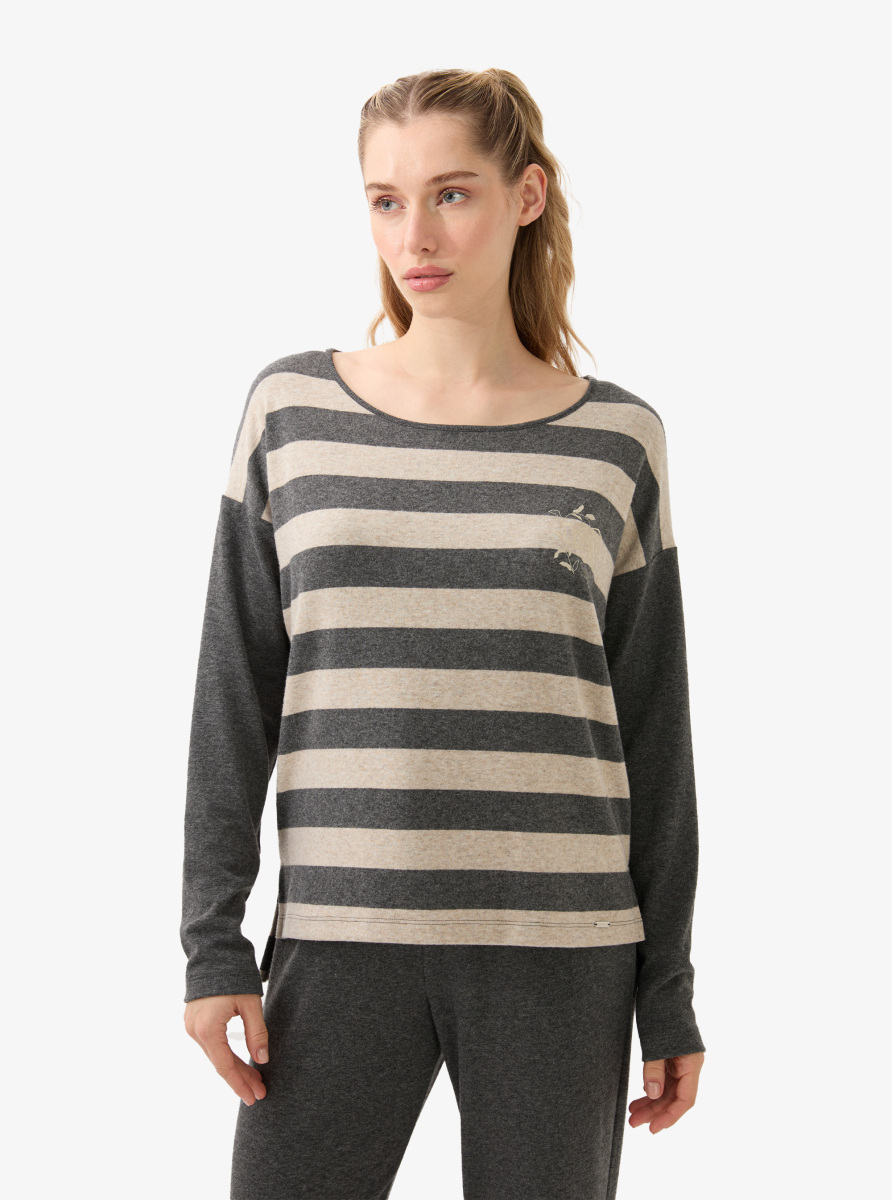 Kadın Termal Pijama Üstü 51971 - Antrasit - Blackspade