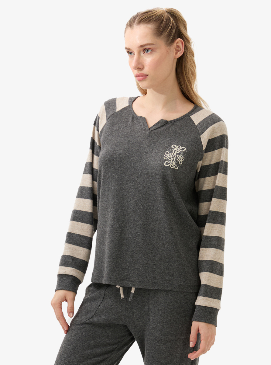 Kadın Termal Pijama Üstü 51973 - Antrasit - 3