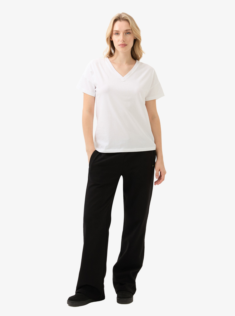 Kadın V Yaka T-Shirt 60584 - Beyaz - 4