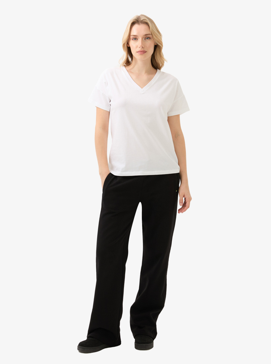 Kadın V Yaka T-Shirt 60584 - Beyaz - 4