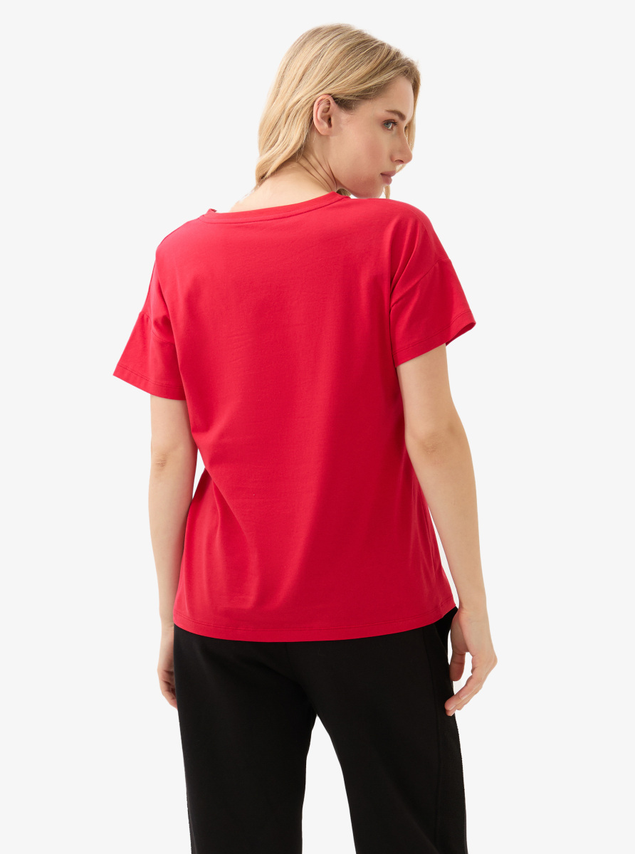 Kadın V Yaka T-Shirt 60584 - Kırmızı - 2