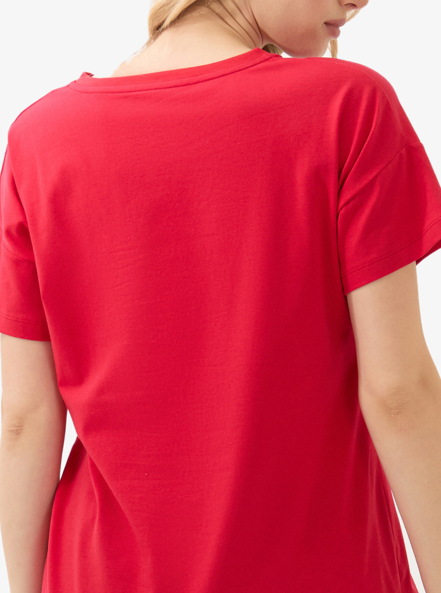 Kadın V Yaka T-Shirt 60584 - Kırmızı - 4