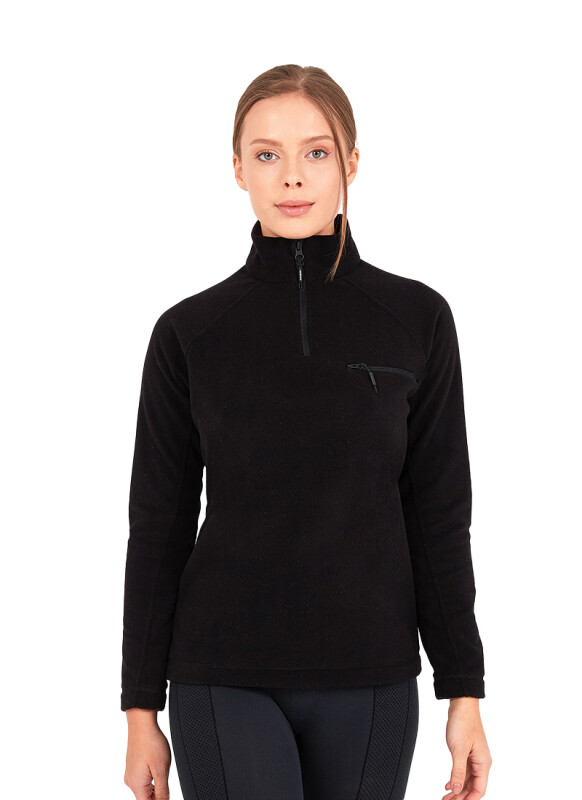 Kadın Fermuarlı Termal Polar Sweatshirt 2. Seviye 50469 - Siyah - 1